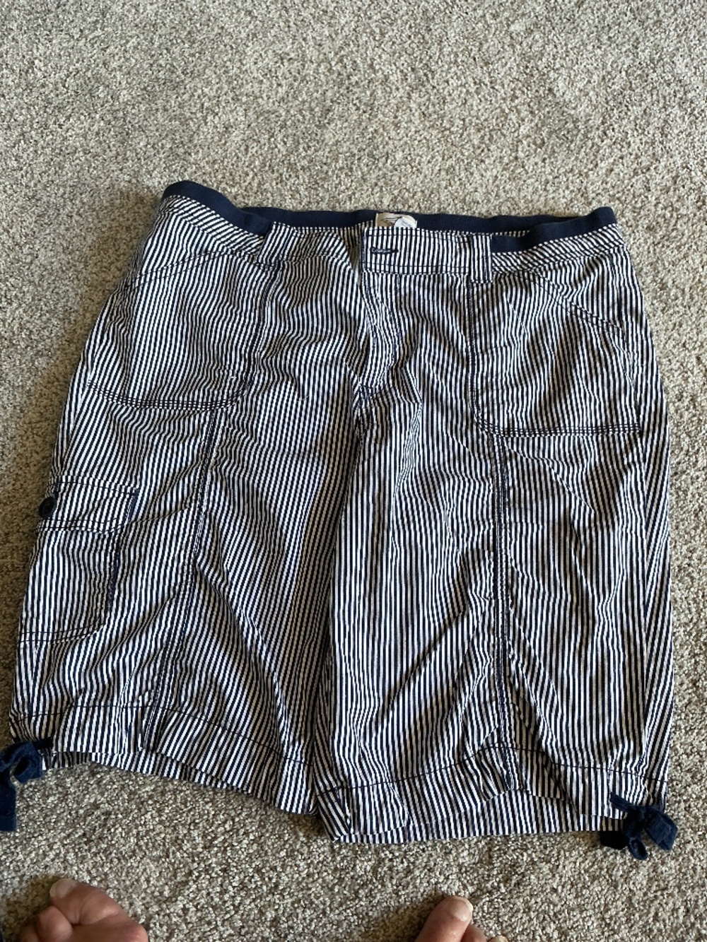 St. John’s Bay Navy & White Striped Shorts Sz14